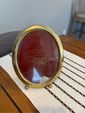 Vintage Solid Brass Oval Picture Frame Easel